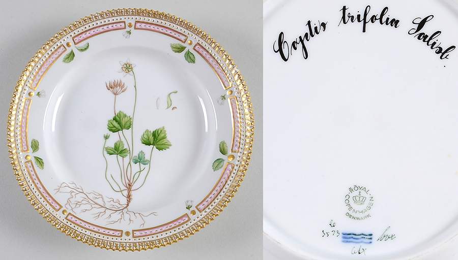 Flora Danica (1961 To Current) Salad Plate-Coptis trifolia Lalisb by Royal Copenhagen-1