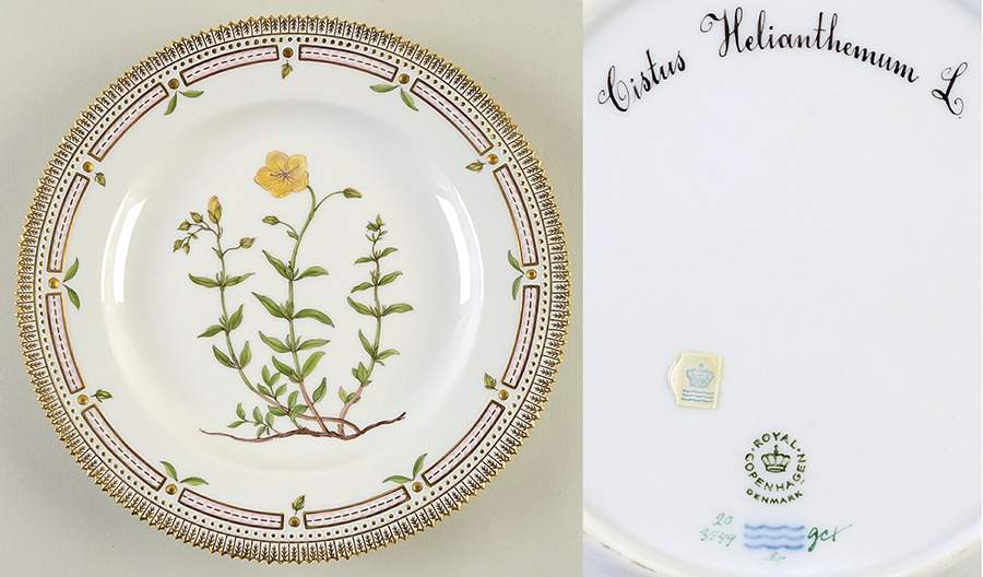 Flora Danica (1961 To Current) Dinner Plate-Cistus Helianthemum L by Royal Copenhagen-1
