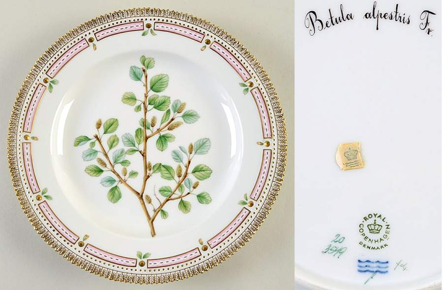 Flora Danica (1961 To Current) Dinner Plate-Betula alpestris Fr by Royal Copenhagen-1