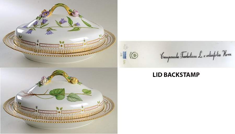 Flora Danica (1961 To Current) Oval Covered Vegetable-Campanula Trachelium L v ur by Royal Copenhagen-1