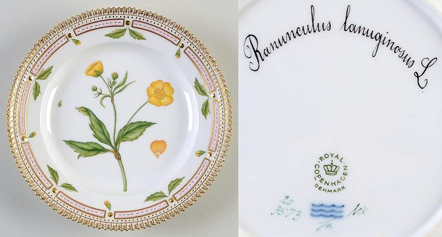 Flora Danica (1961 To Current) Salad Plate-Ranunculus lanuginosus L by Royal Copenhagen-1