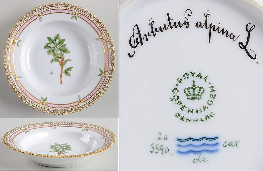 Flora Danica (1961 To Current) Rim Fruit/Soup Bowl-Arbutus alpina L. by Royal Copenhagen-1