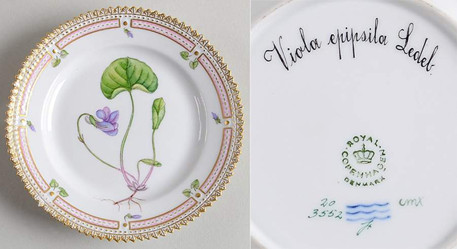 Flora Danica (1961 To Current) Bread & Butter Plate-Viola epipsila Ledel. by Royal Copenhagen-1