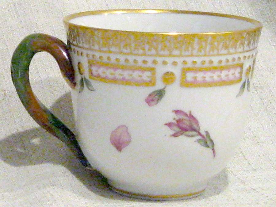Flora Danica (1961 To Current) Flat Demitasse Cup-Saxifraga oppositifolia by Royal Copenhagen-1