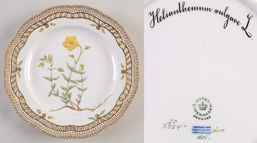 Flora Danica (1961 To Current) 9" Pierced Luncheon Plate/Fruit Std-Helianthemum v by Royal Copenhagen-1