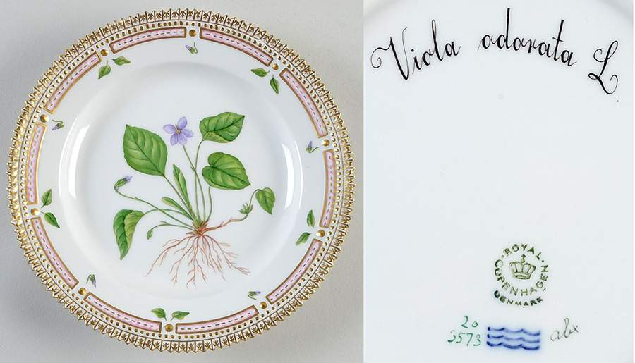 Flora Danica (1961 To Current) Salad Plate-Viola odorata L by Royal Copenhagen-1