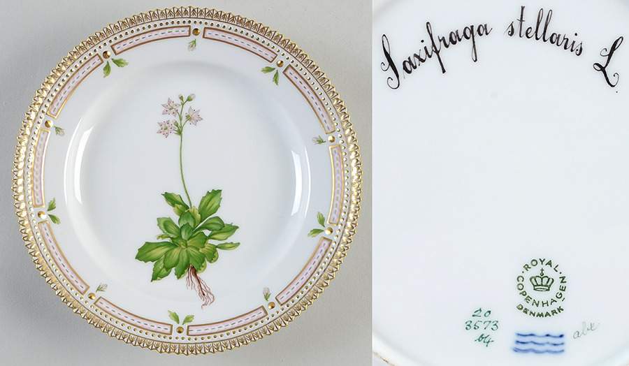 Flora Danica (1961 To Current) Salad Plate-Saxifraga stellaria L. by Royal Copenhagen-1