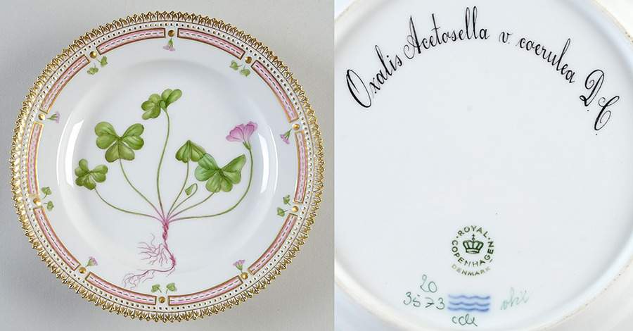 Flora Danica (1961 To Current) Salad Plate-Oxalis Acetosella v coerulea D.C. by Royal Copenhagen-1