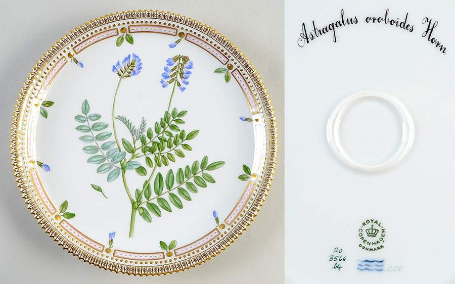 Flora Danica (1961 To Current) 9" Round Tray-Astragalus ovoboides Horn by Royal Copenhagen-1