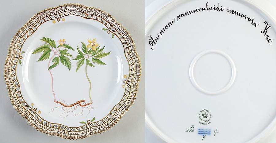 Flora Danica (1961 To Current) 10" Round Pierced Platter-Anemone ranumeuloidi nem by Royal Copenhagen-1