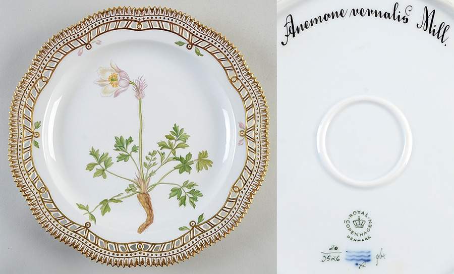 Flora Danica (1961 To Current) 10" Round Pierced Platter-Anemorie vernalis Mill by Royal Copenhagen-1