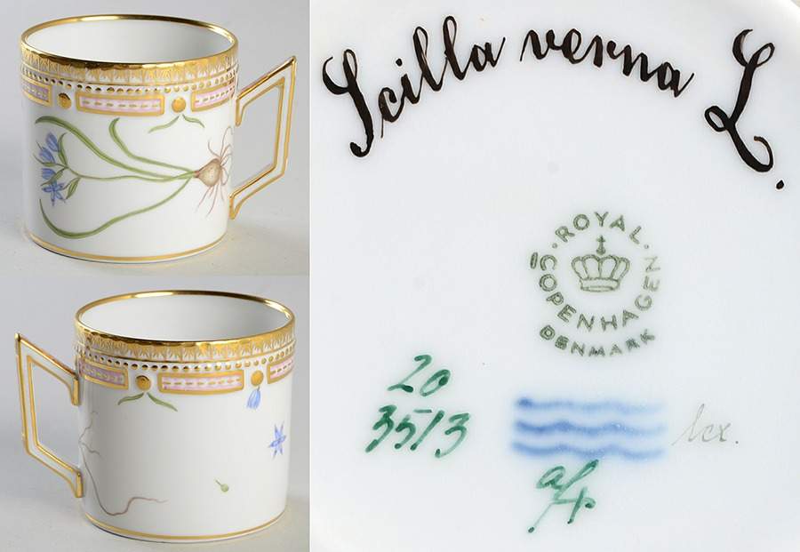 Flora Danica (1961 To Current) Chocolate Cup-Scilla verna L. by Royal Copenhagen-1