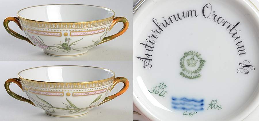 Flora Danica (1961 To Current) Flat Cream Soup Bowl-Antirrhinum Orontium L by Royal Copenhagen-1