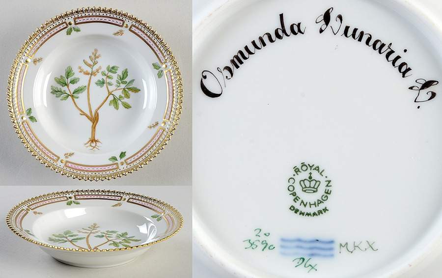 Flora Danica (1961 To Current) Rim Fruit/Soup Bowl-osmunda Dunaria L. by Royal Copenhagen-1