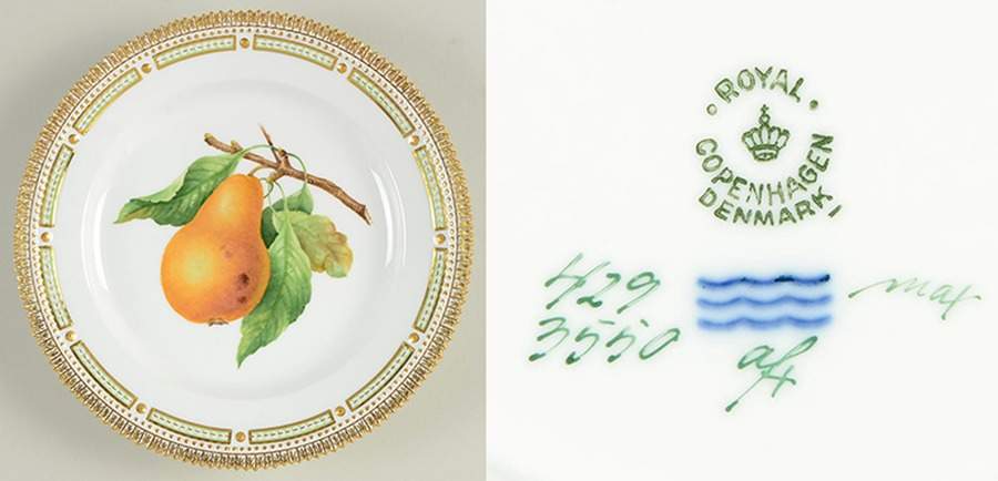 Flora Danica (1961 To Current) Fruit Service Luncheon Plate "Pears" by Royal Copenhagen-1
