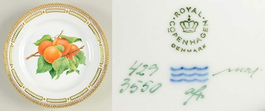Flora Danica (1961 To Current) Fruit Service Luncheon Plate "Apricot" by Royal Copenhagen-1