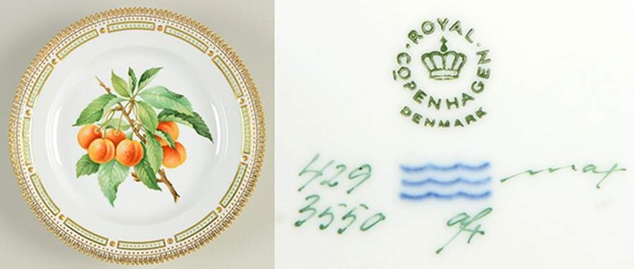 Flora Danica (1961 To Current) Fruit Service Luncheon Plate "Peaches" by Royal Copenhagen-1