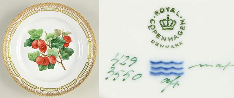 Flora Danica (1961 To Current) Fruit Service Luncheon Plate "Gooseberries" by Royal Copenhagen-1