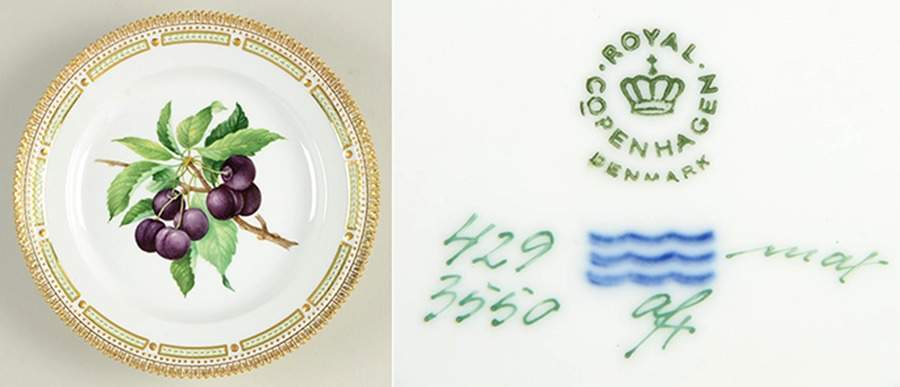 Flora Danica (1961 To Current) Fruit Service Luncheon Plate " Black Cherry" by Royal Copenhagen-1