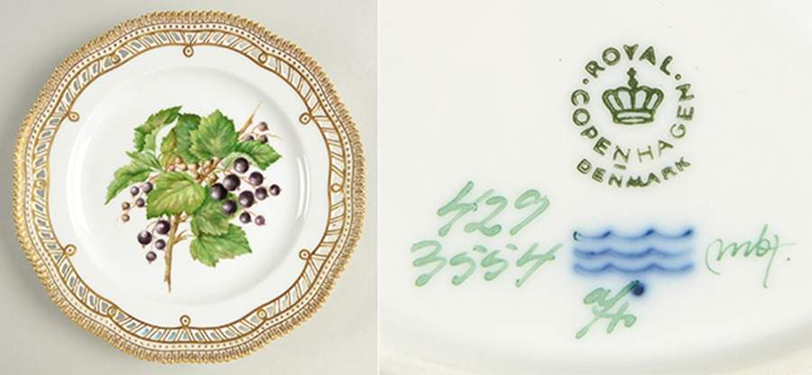 Flora Danica (1961 To Current) 9" Pierced Luncheon Plate/Fruit Stand-Black Curren by Royal Copenhagen-1