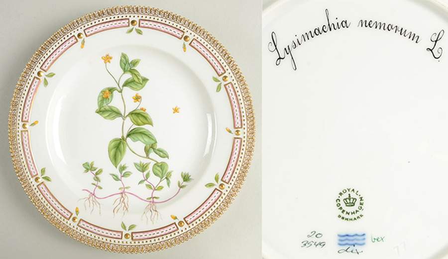 Flora Danica (1961 To Current) Dinner Plate-Lysimachia nemorum L. by Royal Copenhagen-1