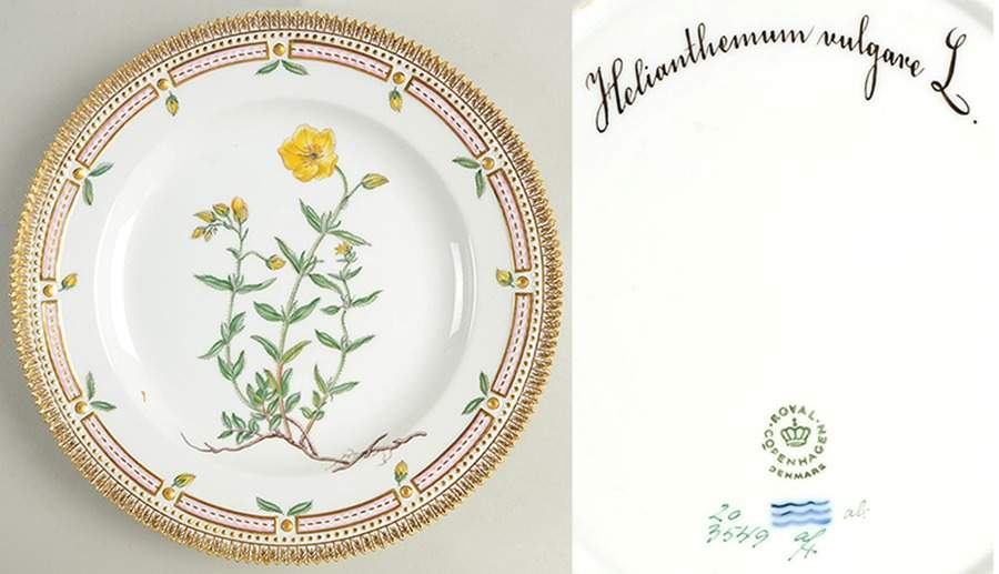 Flora Danica (1961 To Current) Dinner Plate-Helianthemum vulgare L. by Royal Copenhagen-1