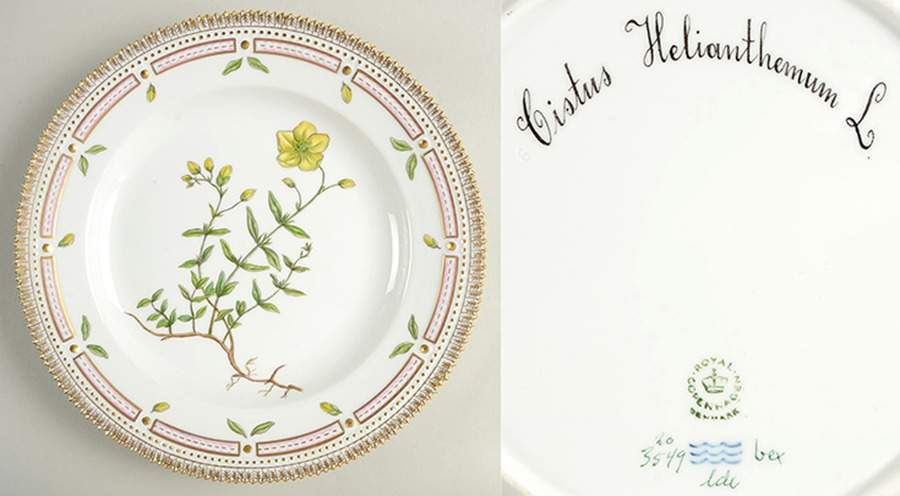 Flora Danica (1961 To Current) Dinner Plate-Cistus Helianthemum L by Royal Copenhagen-1