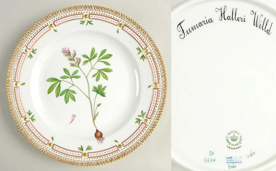 Flora Danica (1961 To Current) Dinner Plate-Fumaria Halleri Willd by Royal Copenhagen-1