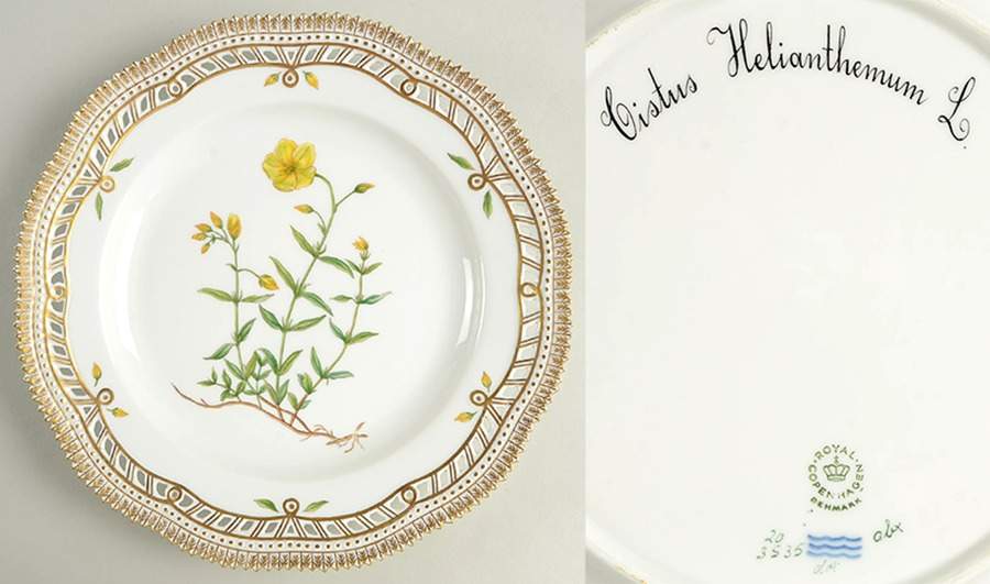 Flora Danica (1961 To Current) 10" Pierced Dinner Plate/Fruit Std-Cistus Helianth by Royal Copenhagen-1