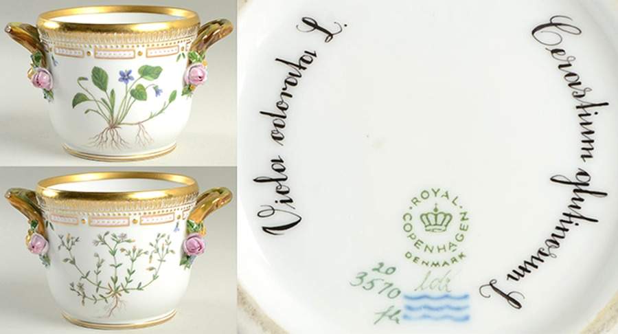 Flora Danica (1961 To Current) Small Round Wine Cooler/Cache Pot-viol od,Cere glu by Royal Copenhagen-1