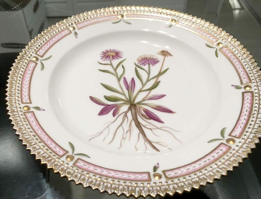 Flora Danica (1961 To Current) Salad Plate-Erigeron eriocephalus J Vahl by Royal Copenhagen-1