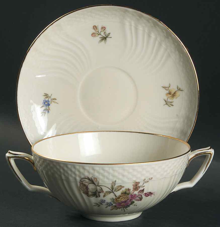 Frijsenborg Flat Cream Soup Bowl & Saucer Set by Royal Copenhagen-1