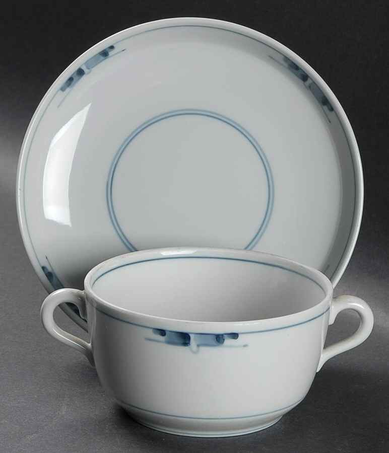 Gemina Flat Cream Soup Bowl & Saucer Set by Royal Copenhagen-1