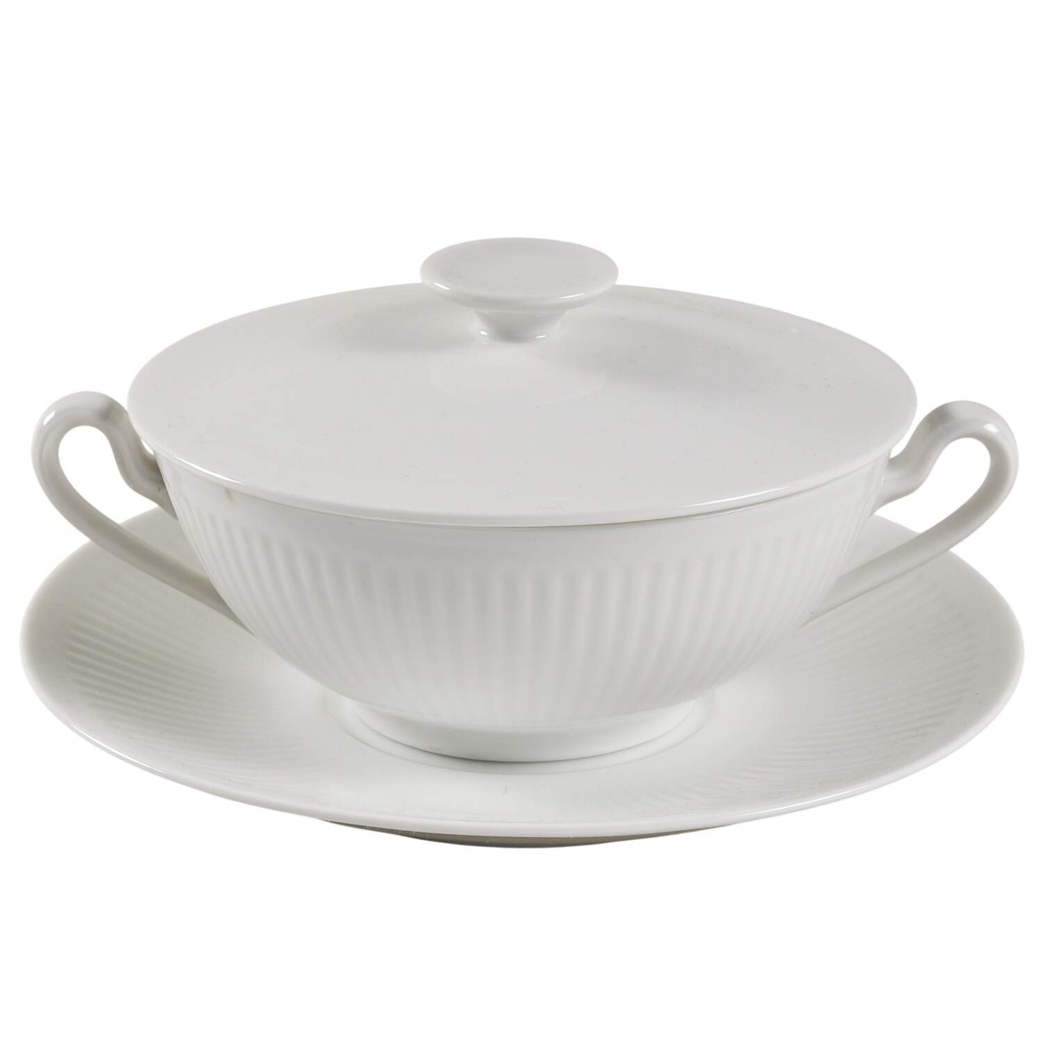 Georgiana Cream Soup Bowl & Saucer Set with Lid by Royal Copenhagen-1