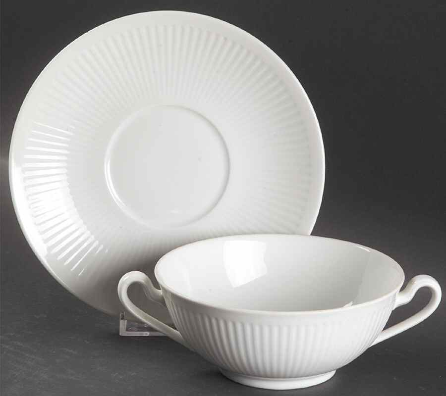 Georgiana Flat Cream Soup Bowl & Saucer Set by Royal Copenhagen-1
