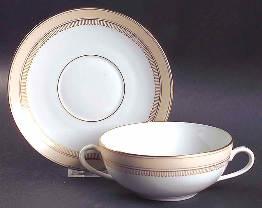 Giselle Flat Cream Soup Bowl & Saucer Set by Royal Copenhagen-1