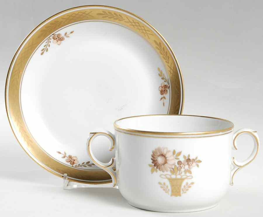 Golden Basket Flat Bouillon Cup & Saucer by Royal Copenhagen-1