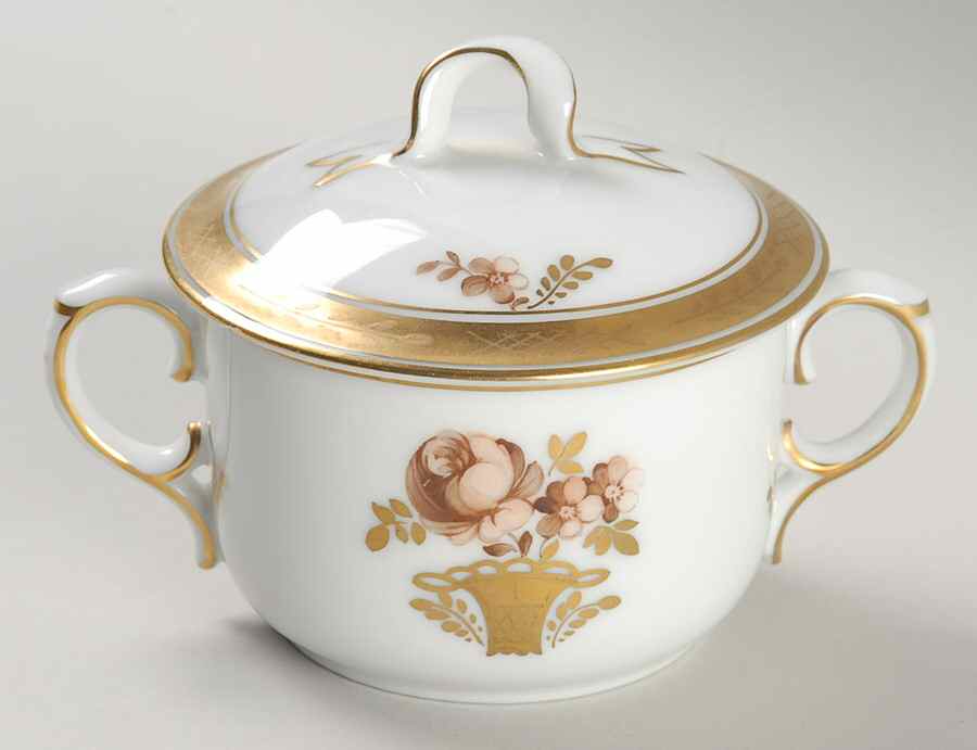 Golden Basket Cream Soup Bowl & Lid Set by Royal Copenhagen-1