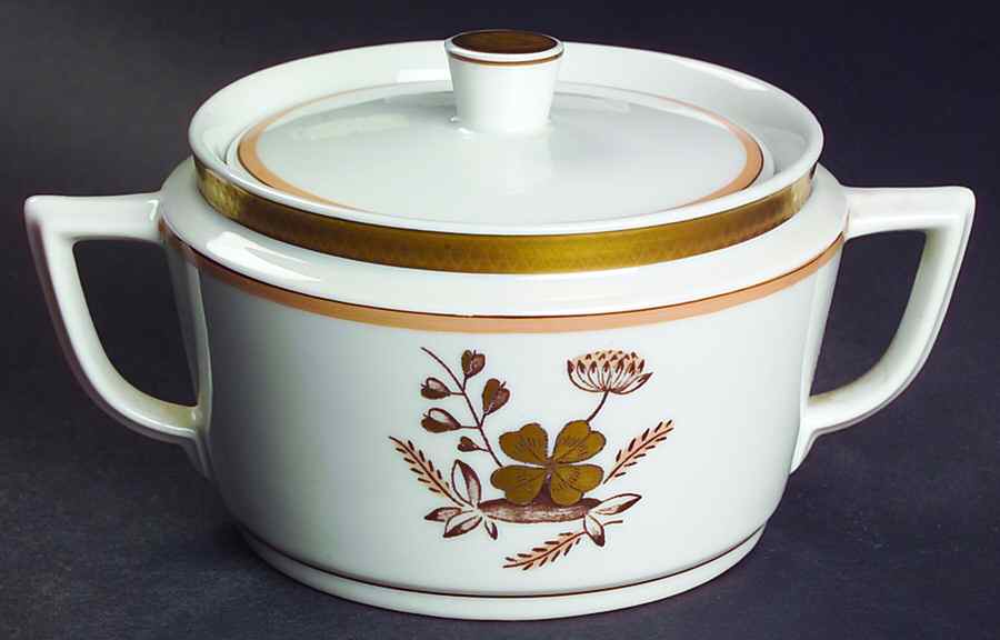 Golden Clover (White) Sugar Bowl & Lid by Royal Copenhagen-1