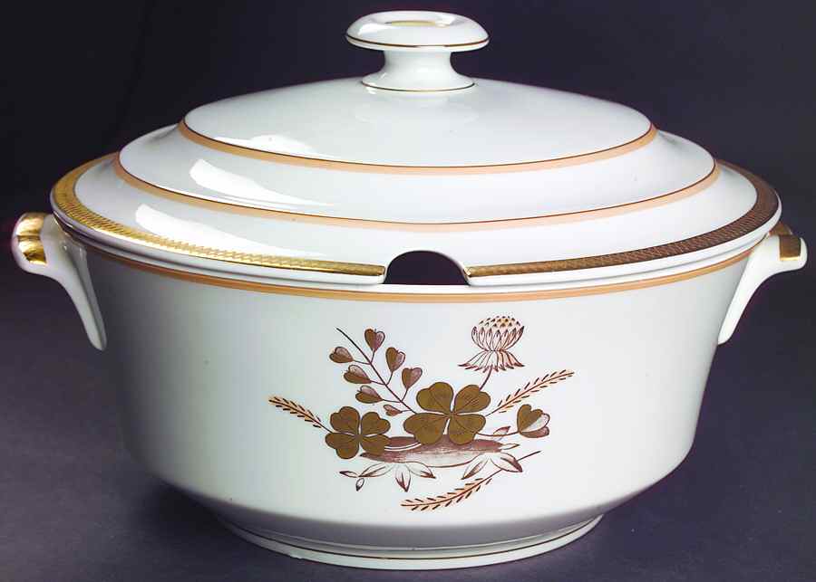 Golden Clover (White) Tureen &  Lid by Royal Copenhagen-1