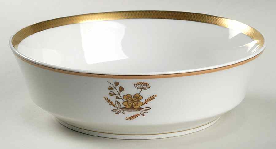 Golden Clover (White) 8" Round Vegetable Bowl by Royal Copenhagen-1