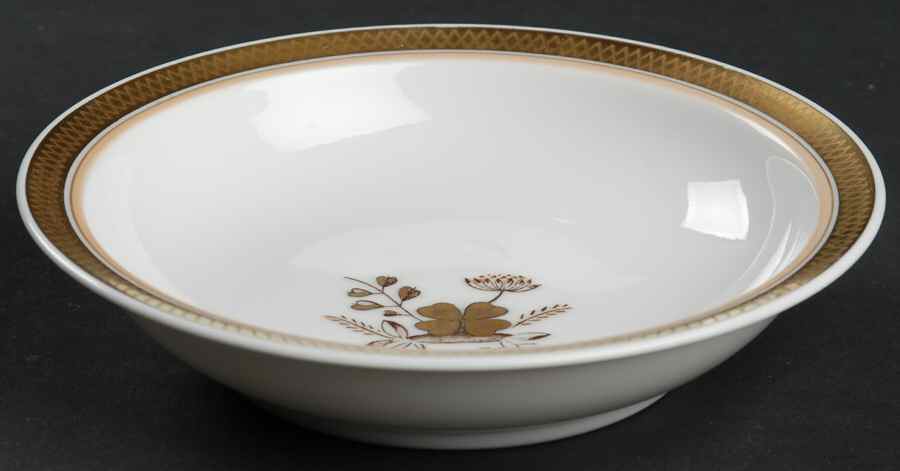 Golden Clover (White) Rim Fruit/Dessert (Sauce) Bowl by Royal Copenhagen-1