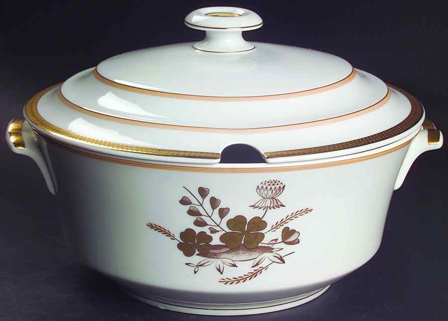Golden Clover (Cream) Tureen &  Lid by Royal Copenhagen-1