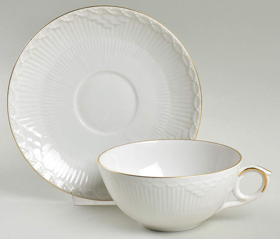 Gold Fan Flat Cup & Saucer Set by Royal Copenhagen-1