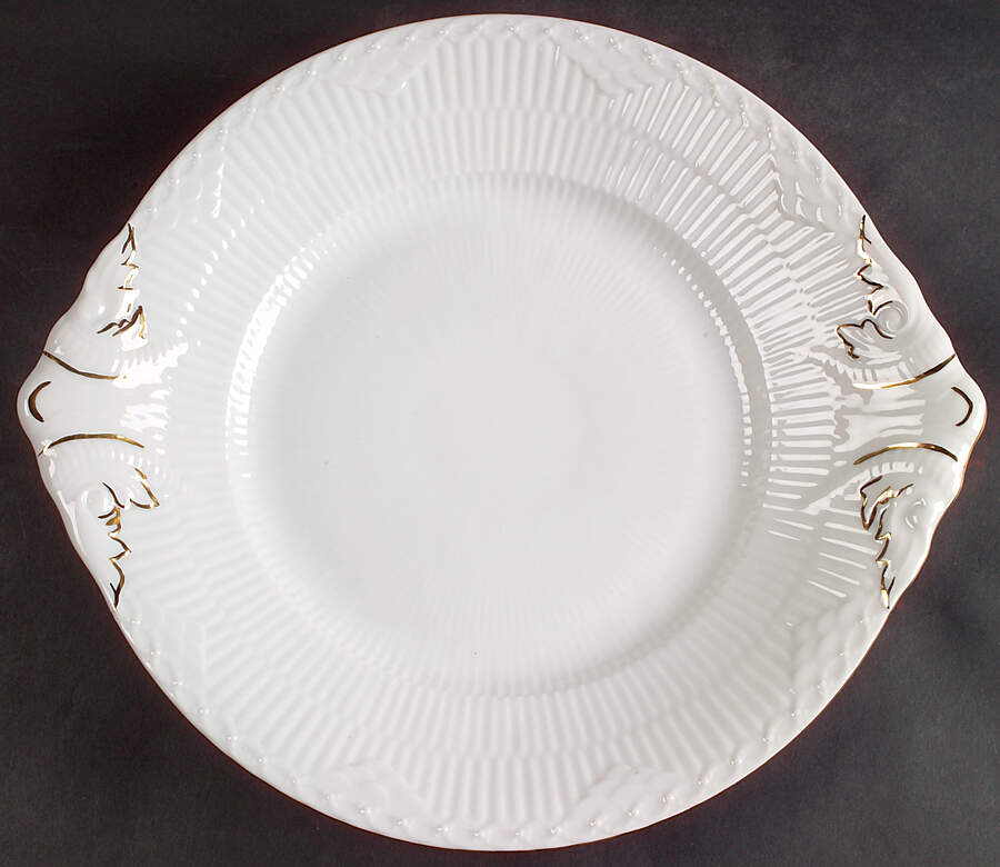 Gold Fan Handled Cake Plate by Royal Copenhagen-1