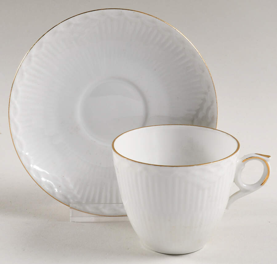 Gold Fan Flat Demitasse Cup & Saucer Set by Royal Copenhagen-1