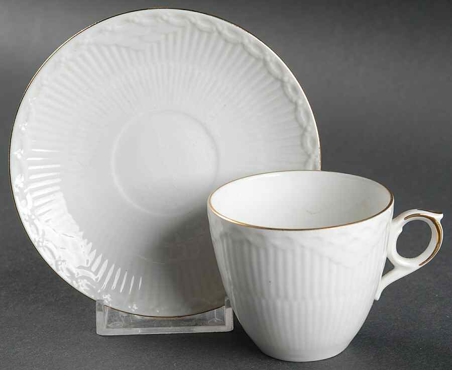 Gold Fan Flat Demitasse Cup & Saucer Set by Royal Copenhagen-1