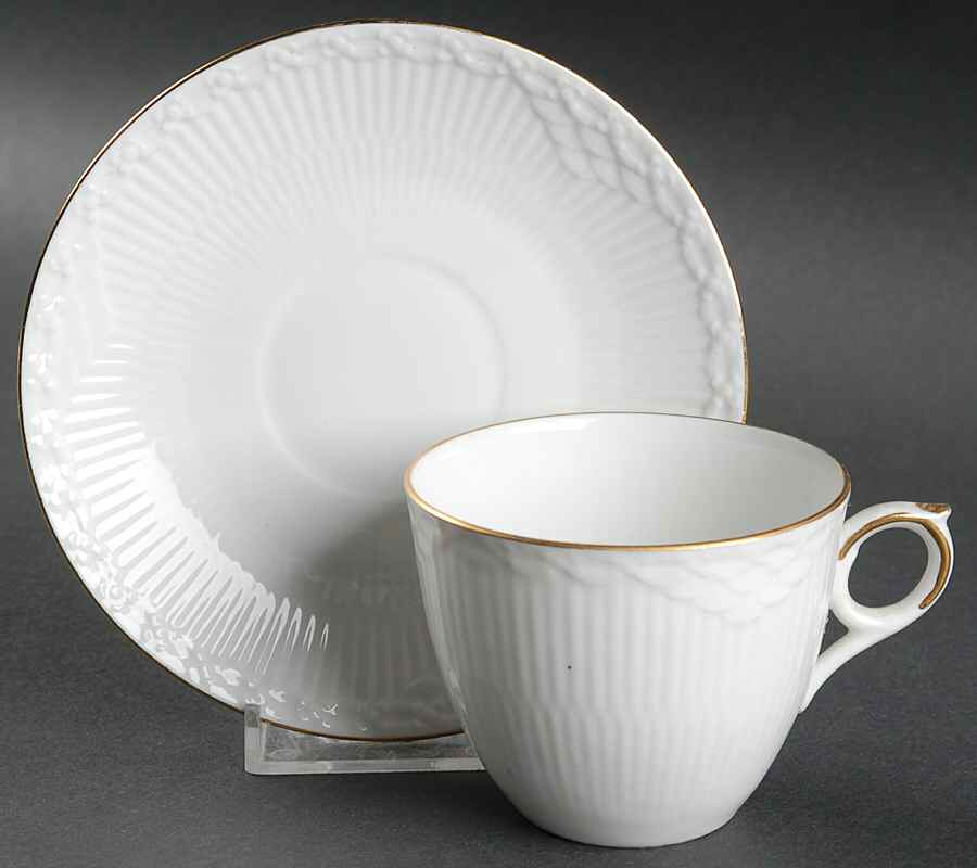 Gold Fan Flat Cup & Saucer Set by Royal Copenhagen-1