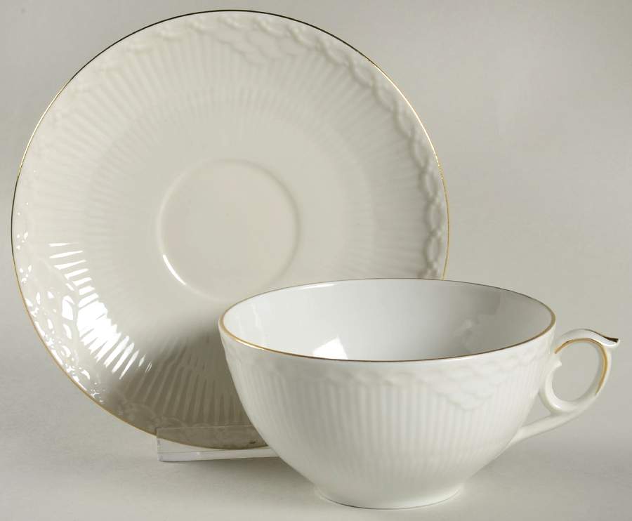 Gold Fan Breakfast Cup & Saucer Set by Royal Copenhagen-1