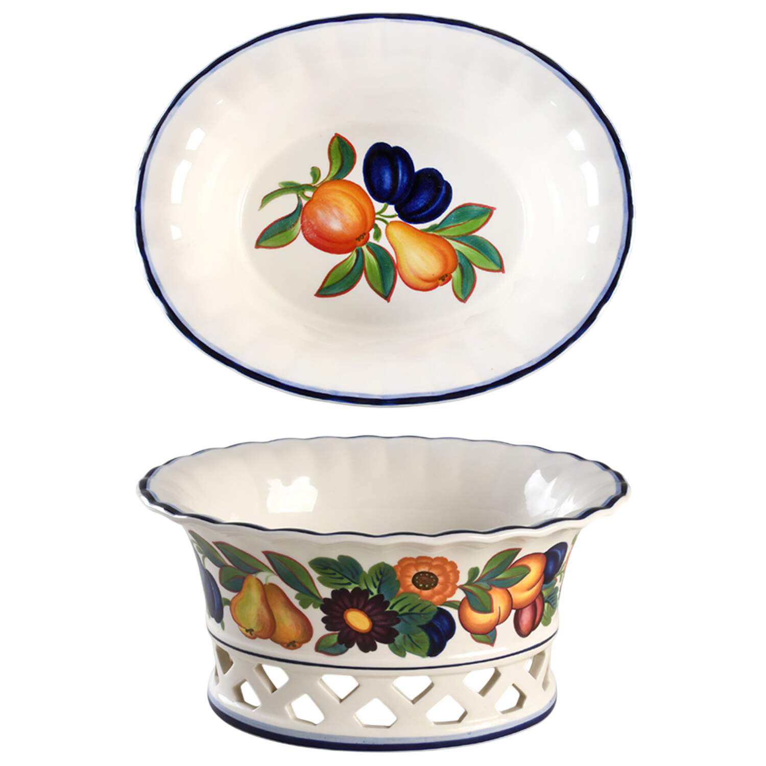 Golden Summer 9" Large Pedestal Fruit Bowl by Royal Copenhagen-1
